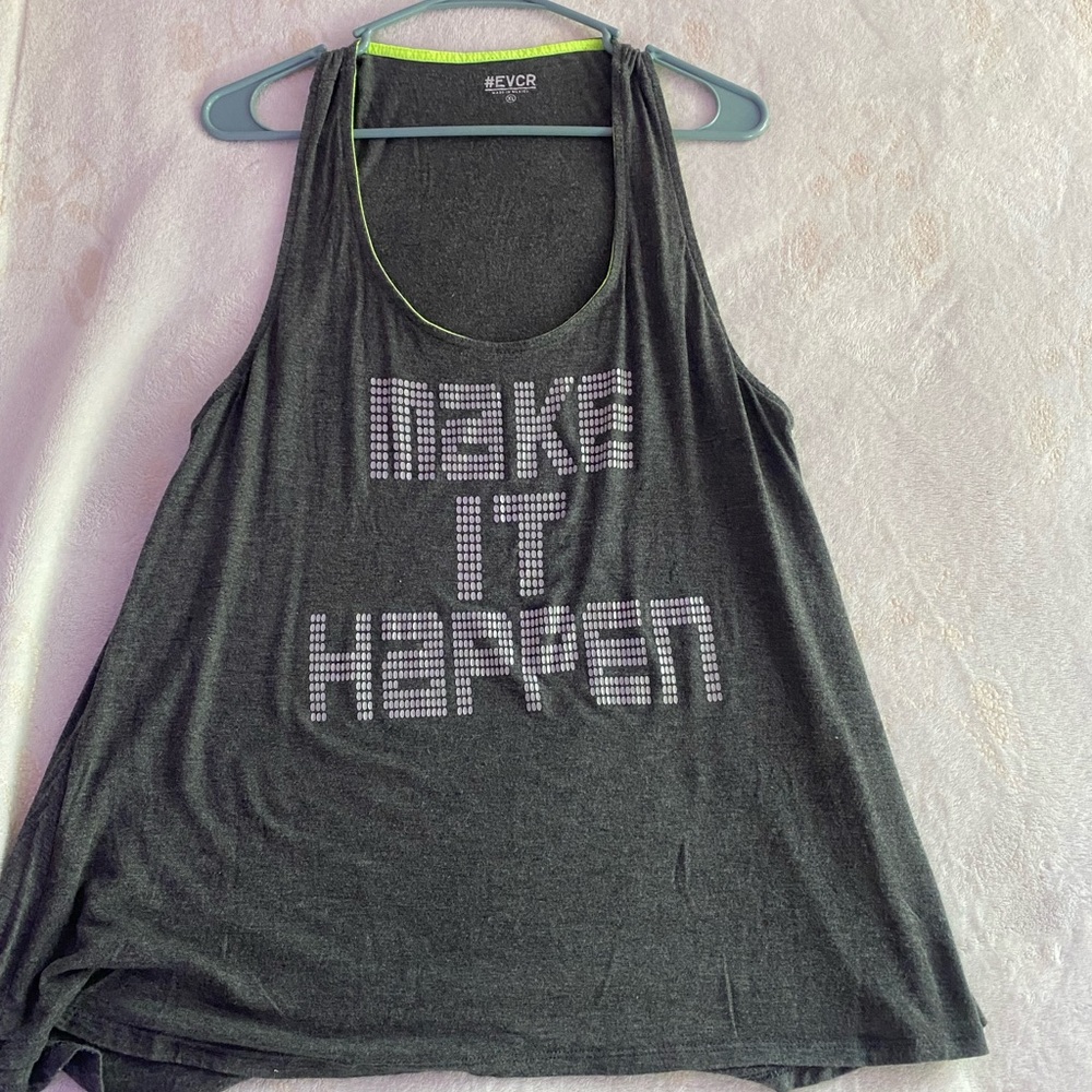 ‘Make It Happen’ Grey and Green workout tank